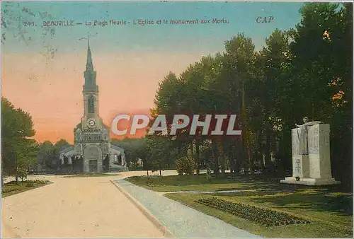 Cartes postales Deauville la plage fleurie l'eglise et le monument