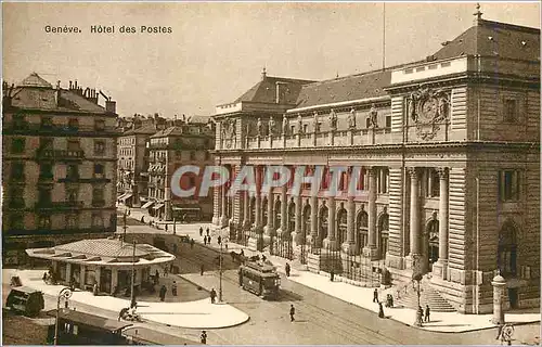 Cartes postales Geneve hotel des postes Tramway