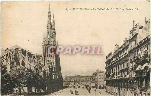 Cartes postales Bordeaux la cathedrale et l'hotel de ville