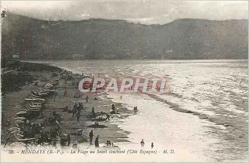 Ansichtskarte AK Hendaye la plage au soleil couchant