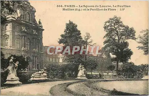 Cartes postales Paris le square du Louvre Le pavillon Mollien et la pavillon de Flore