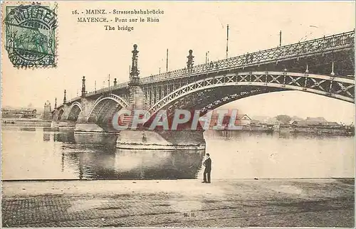 Ansichtskarte AK Mainz Strassenbahnbrucke Mayence Pont sur le Rhin The Bridge