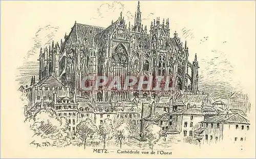 Cartes postales Metz Cathedrale vue de l'Ouest