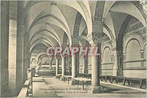 Ansichtskarte AK Abbaye de Benedictins de Solesmes Sarthe Le Refectoire Cote de la Fresque