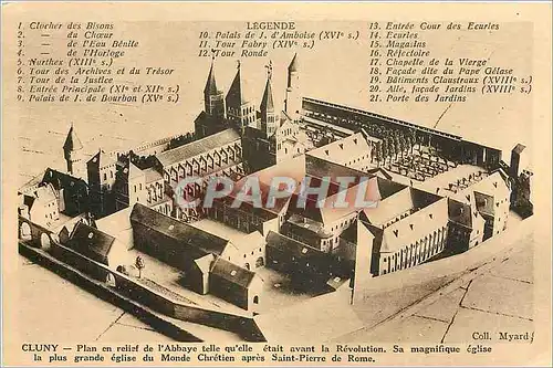 Cartes postales Cluny Plan en relief de l'Abbaye telle qu'elle