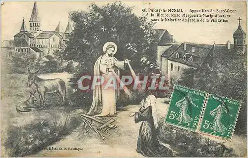 Cartes postales Paray le Monial Apparition du Sacre Coeur Ane Mule