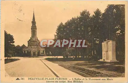 Cartes postales Deauville Plage Fleurie L'Eglise et le Monument aux Morts