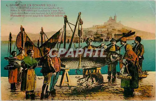 Cartes postales Marseille L'a echappe Belle Poisson Sardine