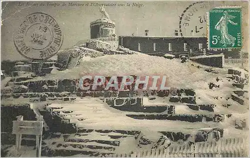 Cartes postales Les Ruines du Temple de Mercure et l'Observatoire sous la Neige
