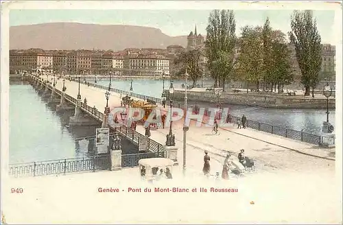 Ansichtskarte AK Geneve Pont du Mont Blanc et Ile Rousseau