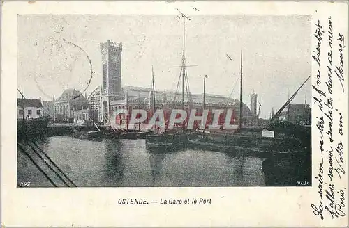 Cartes postales Ostende La Gare et le Port Bateau