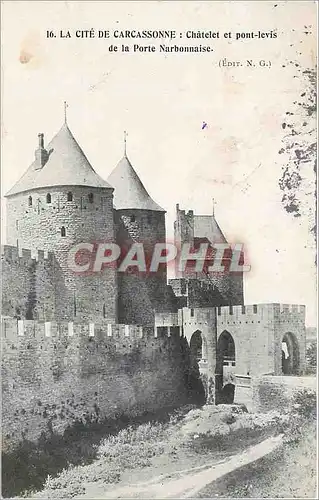 Cartes postales La Cite de Carcassonne Chatelet et pont levis de la Porte Narbonnaise