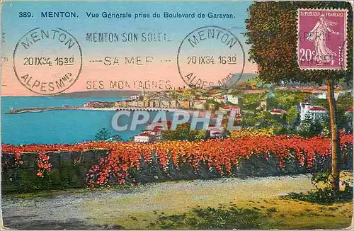 Cartes postales Menton Vue Generale prise du Boulevard de Garavan