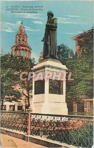 Cartes postales Mayence Statue de Gutenberg