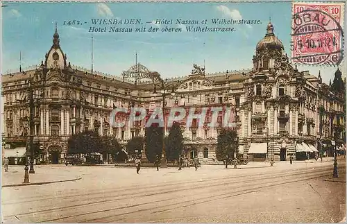 Ansichtskarte AK Wiesbaden Hotel Nassau et Wilhelmstrasse