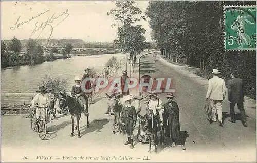 Ansichtskarte AK Vichy Promenade sur les bords de l'Allier Ane Mule Enfants