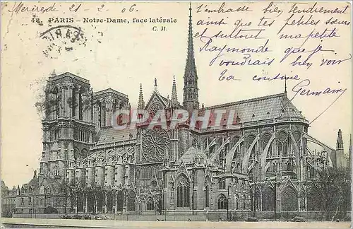 Cartes postales Paris Notre Dame face laterale