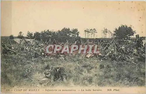 Cartes postales Camp de Mailly Infanterie en Manceuvres La halte horaire Militaria