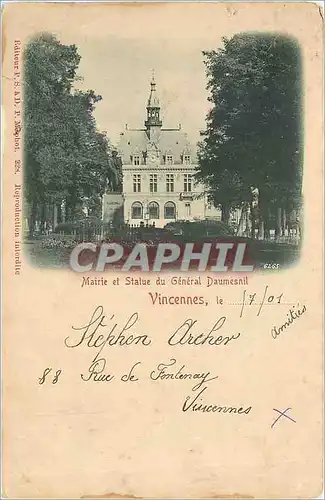 Cartes postales Mairie et Statue du General Daumesnil Vincennes