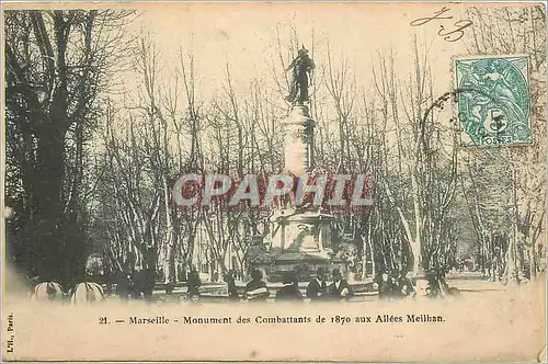 Ansichtskarte AK Marseille Monument des Combattants de 1870 aux Allees Meilhan