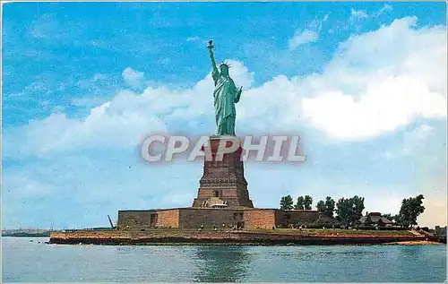 Moderne Karte The Statue of Liberty on Bedloes Island in New York Harbor