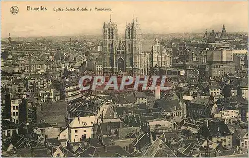 Cartes postales Bruxelles Eglise Sainte Gudule et Panorama