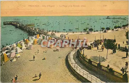 Cartes postales Arcachon Cote d'Argent La Plage et la Grande Jetee