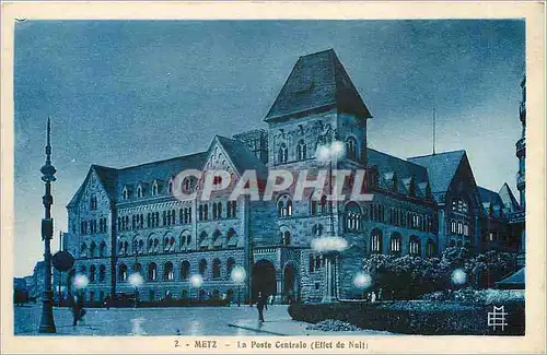 Ansichtskarte AK Metz La Poste Centrale Effet de Nuit