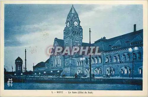 Cartes postales Metz La Gare Effet de Nuit