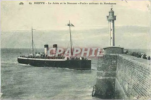 Ansichtskarte AK Dieppe La Jetee et le Steamer Paris arrivant de Newhaven Bateau