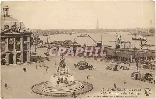 Cartes postales Bordeaux La rade et la Fontaine des 3 Graces