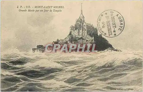 Cartes postales Mont Saint Michel Grande Maree par un Jour de Tempete