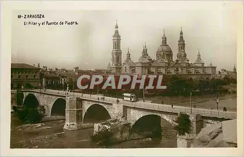 Ansichtskarte AK Zaragoza El Pilar y el Puente de Piedra