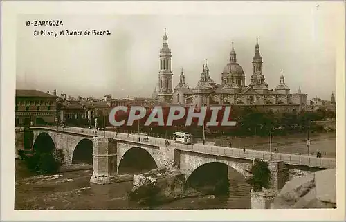 Cartes postales Zaragoza El Pilar y el Puente de Piedra