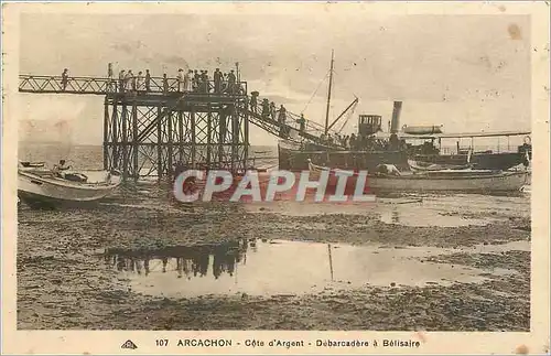 Cartes postales Arcachon Cote d'Argent Debarcadere a Belisaire Bateau