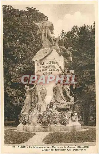 Cartes postales St Die Le Monument aux Morts de la Guerre 1914 1918