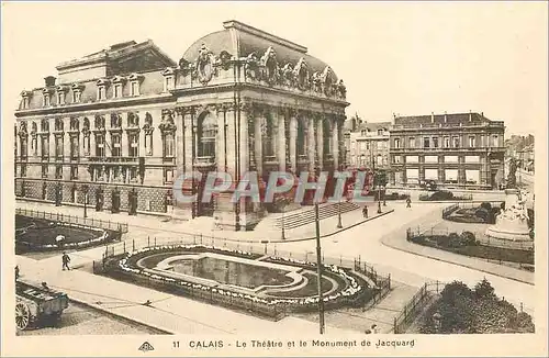 Ansichtskarte AK Calais Le Theatre et le Monument de Jacquard