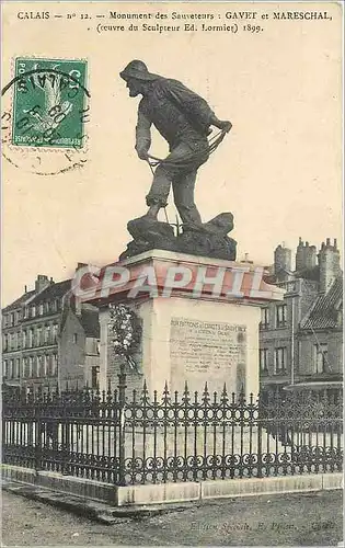 Cartes postales Calais Monument des Sauveteurs Gavet et Mareschal