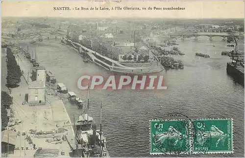 Cartes postales NANTES-L e Brs de la loire  a l'ile Gloriette vu du ponte transbordeur Bateau