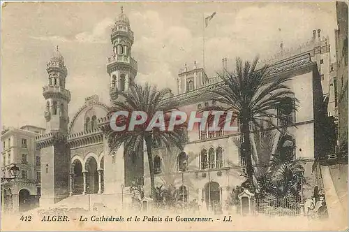 Cartes postales ALGER-La Cathedrale et le Palais du Gouverneur