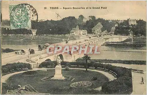 Cartes postales TOURS-Square Descartes et le Gand Pont