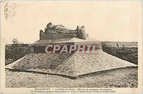 Cartes postales DOUAUMONT-Le Soldat du Droit-(oeuvre du Sculpteur Descatoire)