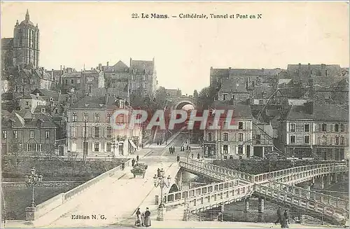 Ansichtskarte AK LE MANS-Catherale et Pont en X