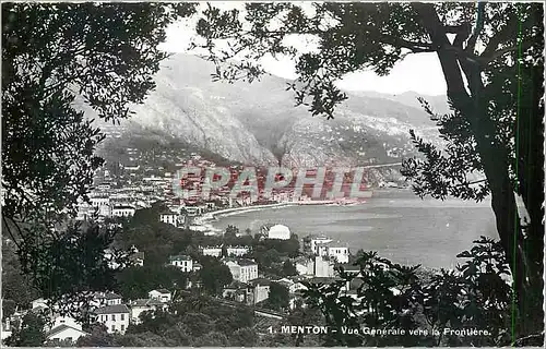 Moderne Karte MENTON-Vue generle vers la Frontiere