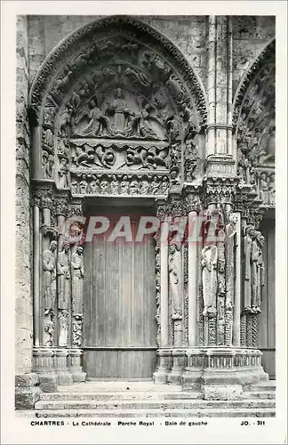 Cartes postales Cathedrale de CHARTRES-Porche Royal-baie gauche