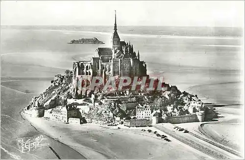 Ansichtskarte AK MONT ST MICHEL-(Manche)-Vue aerienne.Le Couesnon-le Mont (fa�ade Ouest)L'ile de Tombeaine et la