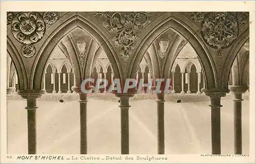 Cartes postales MONT ST MICHEL-Le cloitre-Detail des Soulptures
