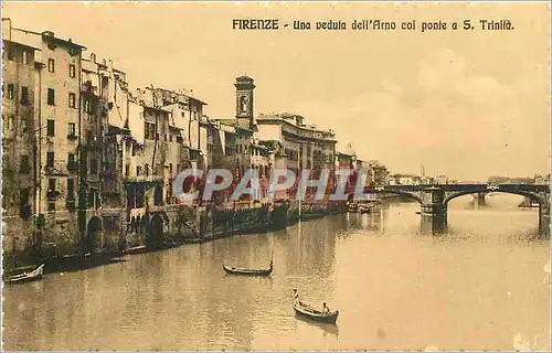 Ansichtskarte AK Firenze-Una vedula dell arno col ponte a S trinita col