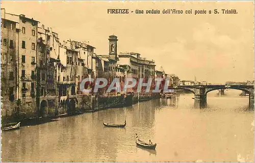 Cartes postales Firenze-Una vedula dell arno col ponte a S trinita col