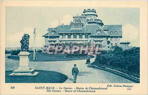 Cartes postales Saint Malo-Casino-Statue de chateaubiand